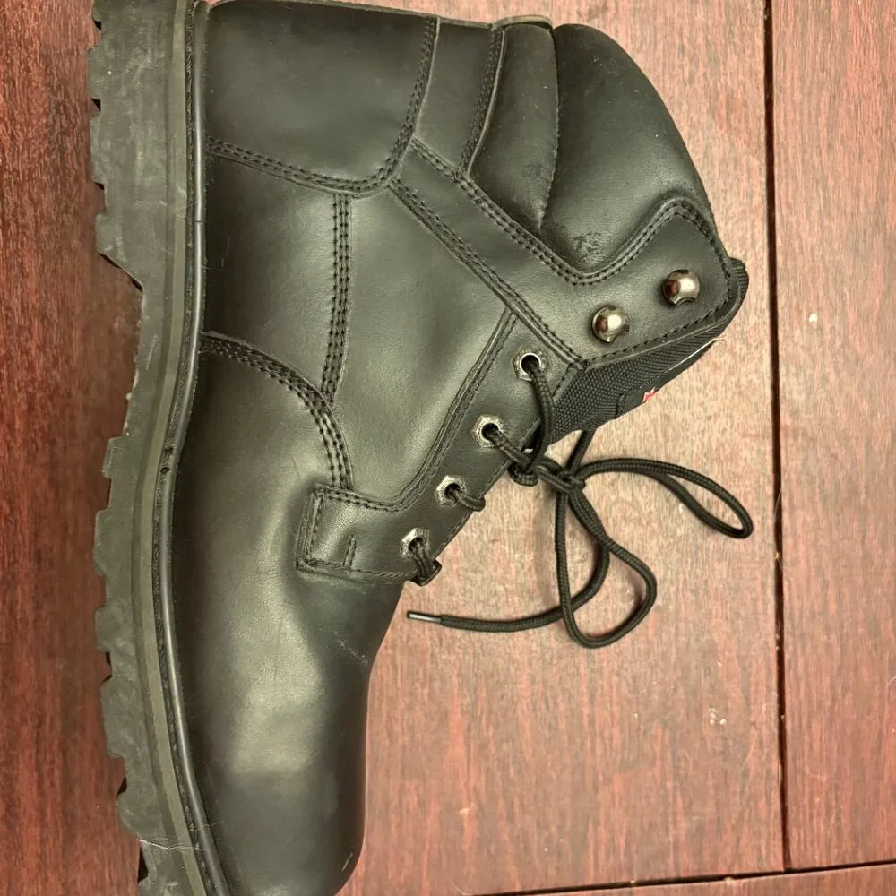 Men's Brahma Black Leather Gus Steel Toe Work Boots Lace Up Size 13 W WIDE - Picture 6 of 10